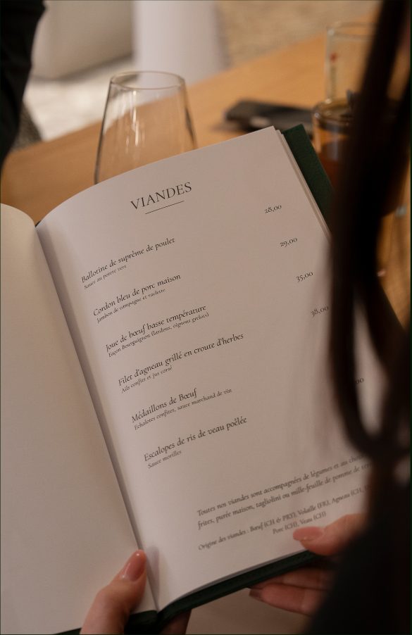 La carte du restaurant